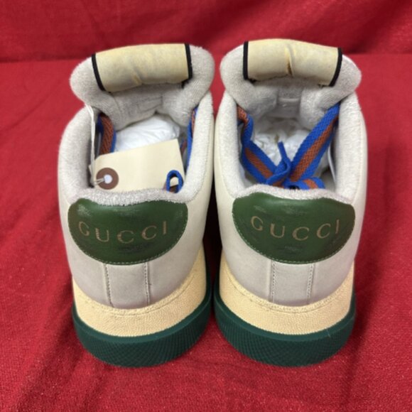 Gucci Men\'s Double Screener Leather Low- Top Sneakers Size 8